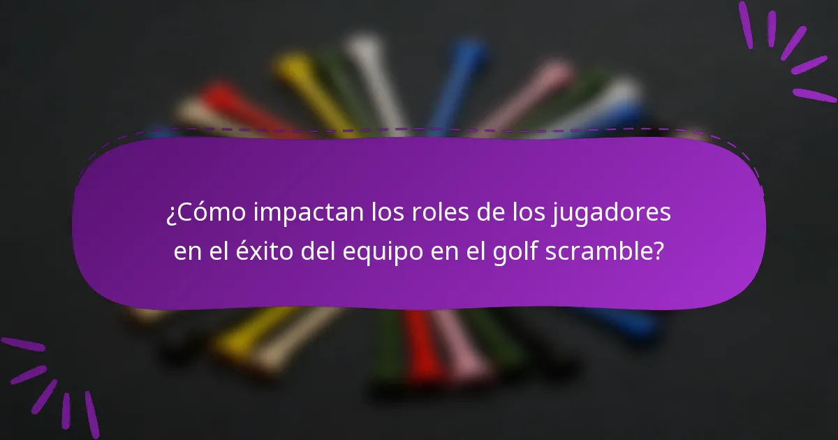 ¿Cómo impactan los roles de los jugadores en el éxito del equipo en el golf scramble?