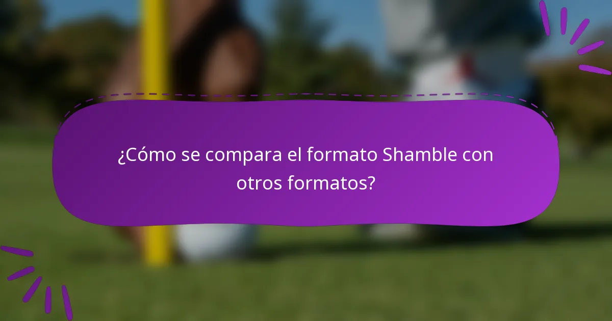 ¿Cómo se compara el formato Shamble con otros formatos?