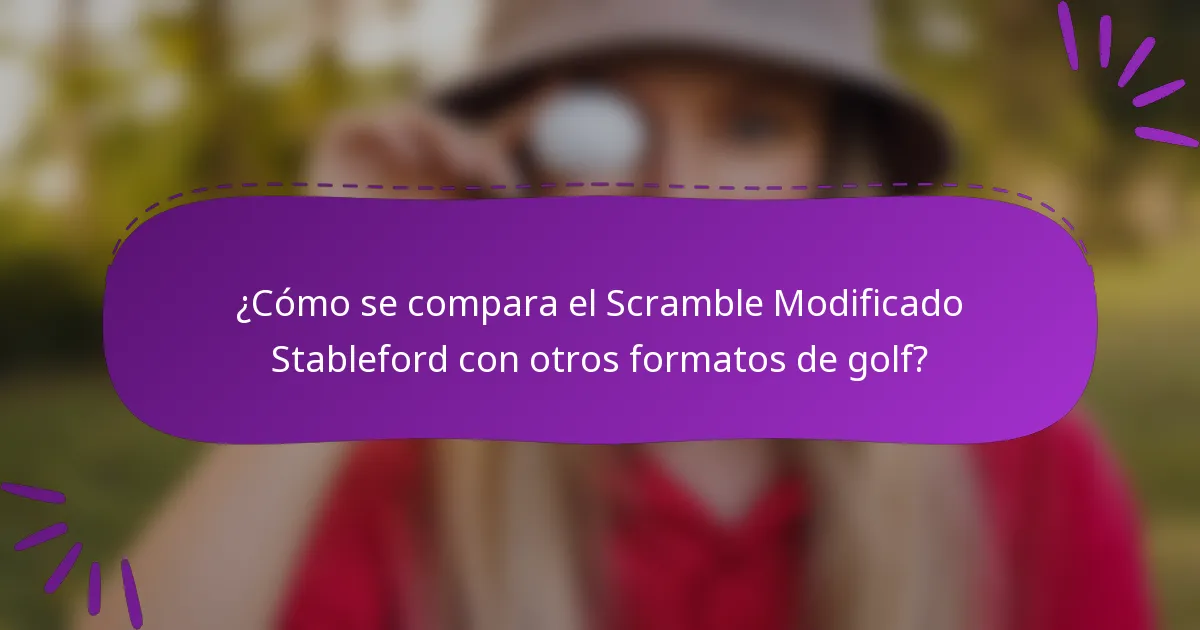¿Cómo se compara el Scramble Modificado Stableford con otros formatos de golf?